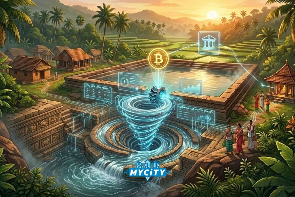 The Purana Gama Protocol: Wewa tank system reborn as decentralized village infrastructure.
